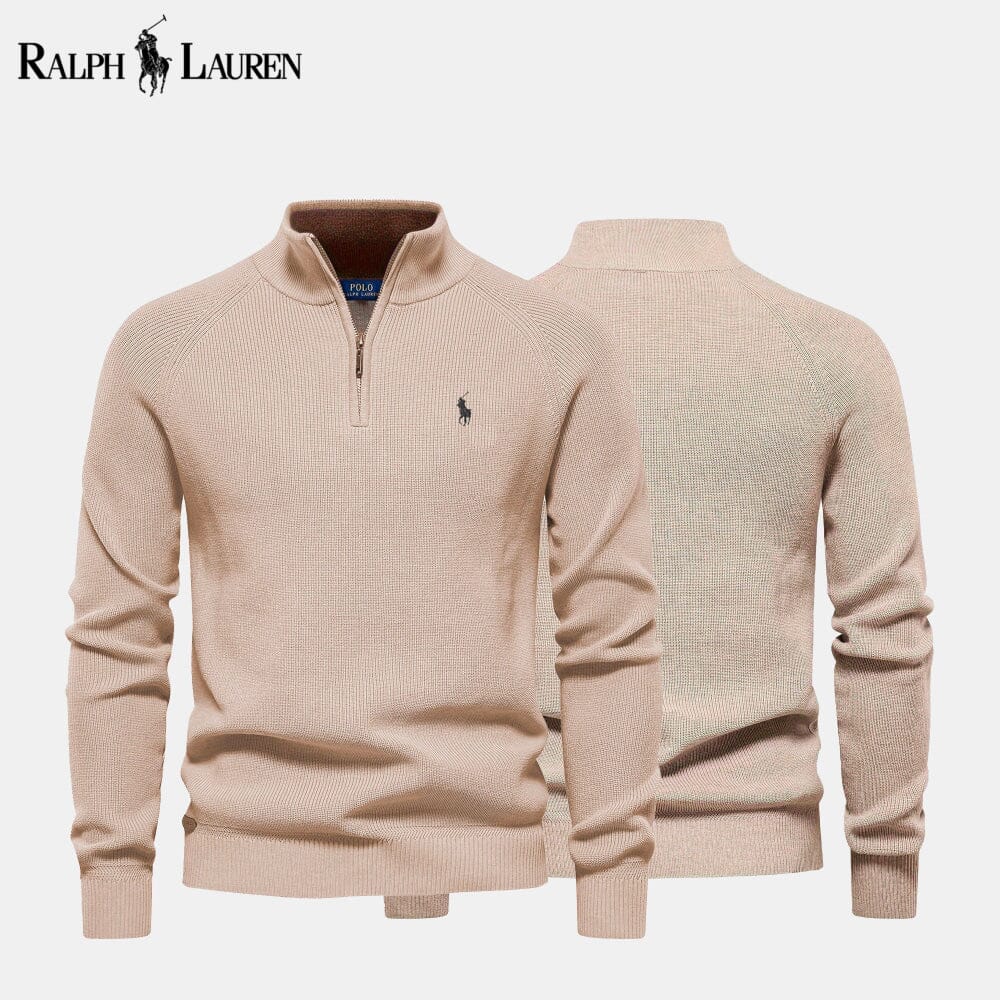 RL Zip Cable-Knit Wool Knit Sweater