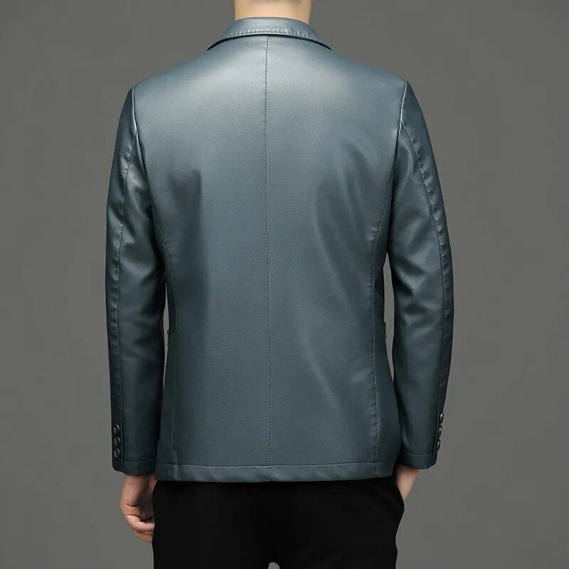 Men's Leather Business Coat